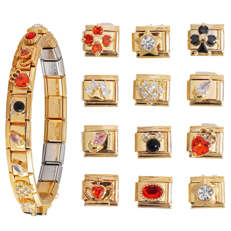 New Italian Stretch Module Stainless Steel Color-Preserving Golden Gem Men'S And Women'S All-Match Fashion Bracelet Accessories Chain - Image 1